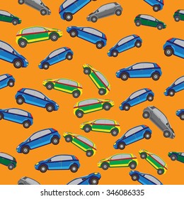 Simple seamless pattern cars. Cars background. Vector illustration
