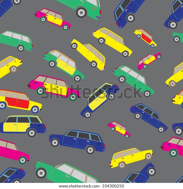 Simple seamless pattern cars. Cars\
background. Vector\
illustration.