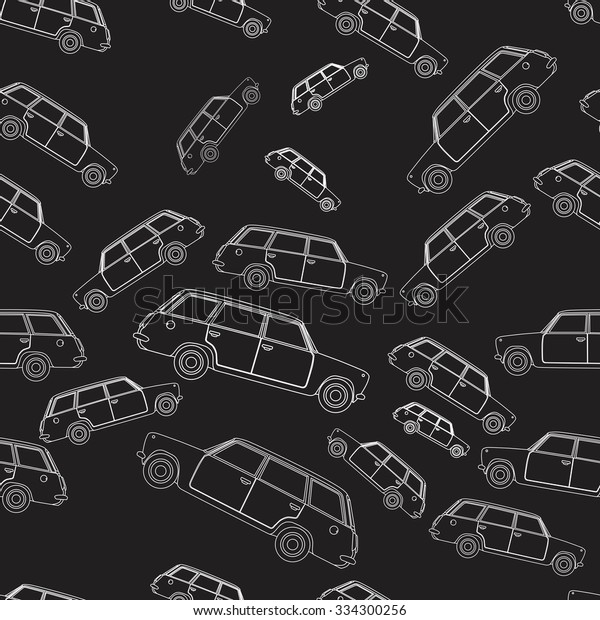 Simple seamless pattern cars. Cars\
background. Vector\
illustration.