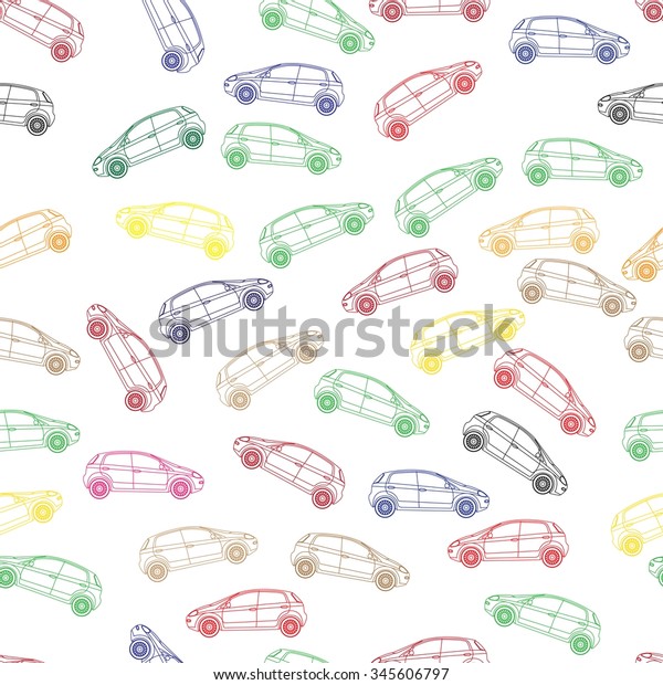Simple seamless pattern cars. Cars\
background. Vector\
illustration