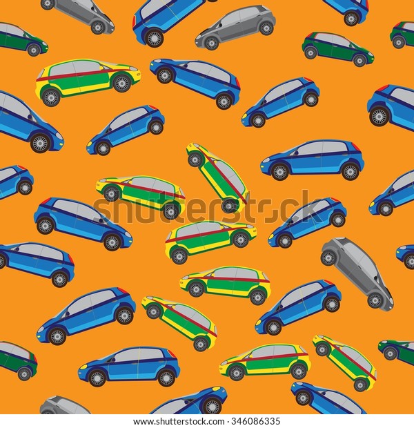 Simple seamless pattern cars. Cars\
background. Vector\
illustration