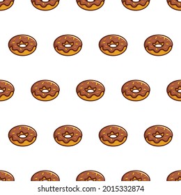 Simple seamless pattern of chocolate donuts with cartoon style illustration background template vector