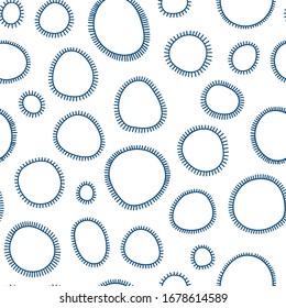 simple seamless pattern. circles with thin lines. hand drawn textile design