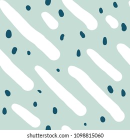 Simple seamless pattern with colorful abstract shapes and dots. Creative geometric background. Modern and original textile, wrapping paper, wall art design.Hand drawn graphic design