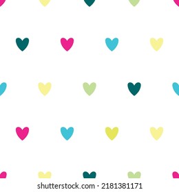 Simple seamless pattern with colorful hearts