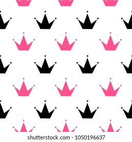 Simple seamless pattern with crowns. Background for little Princess.