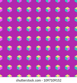 Simple seamless pattern with cubes. Colorful geometric background.