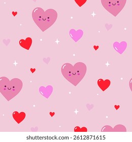 Simple seamless pattern with cute hearts. Vector graphics.