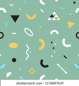 Simple seamless pattern design. Geometric style and retro 80s vibes