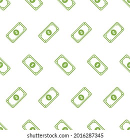 Simple seamless pattern of dollar money green line art cartoon style illustration background template vector