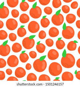 Simple seamless pattern with doodle colorful peaches or oranges.