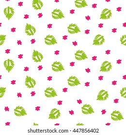 Simple seamless pattern with doodle flower. Floral design for girl.