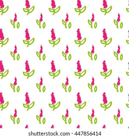 Simple seamless pattern with doodle flower. Floral design for girl.