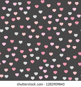 Simple seamless pattern with doodle hearts. Vector endless textures for Valentine's day holiday, 8 march, woman, mother day, birthday, baby shower, greeting cards, sales,web banners.