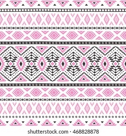 Simple seamless pattern. Ethnic ornament. Drawing by hand. Grey and pink stripes on a white background. Vector illustration.