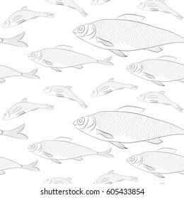 Simple seamless pattern of fish. Vector illustration.