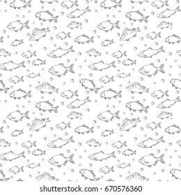 Simple seamless pattern with the fishes. Wallpaper and textiles.