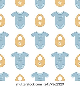 A simple seamless pattern in a flat style. Children's clothes. For decoration of children's room, textiles, wrapping paper, wallpaper. Vector.