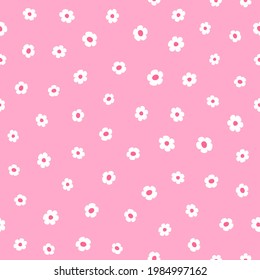 Simple seamless pattern with flowers. Cute girly print. Simple vector illustration.