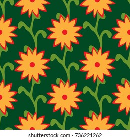 Simple seamless pattern with flowers. Floral vector illustration for women.