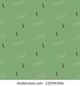 Simple seamless pattern with flying dandelion seeds or achenes on pappuses . Botanical vector illustration