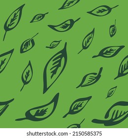 Simple seamless pattern. Foliar background. Flora abstract pattern. Green texture. Colorful elements. Design for paper, web, cover, fabric, etc.
