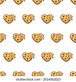 Simple seamless pattern of fun love cookies with cartoon style illustration background template vector