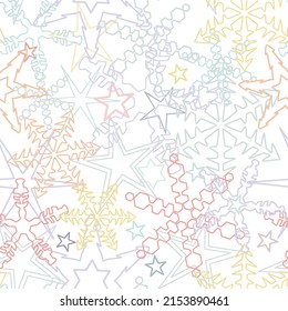 Simple seamless pattern with geometric motifs. Snowflakes. Collection of textiles . vector.