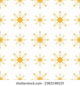 A simple, seamless pattern of golden snowflakes. Vector illustration for cards, banners, flyers, posters, textiles, wrapping paper. Christmas and New Year.