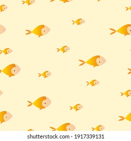 Simple seamless pattern with goldfish. Colored vector illustration.