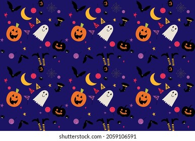 Simple seamless pattern with halloween elements decor