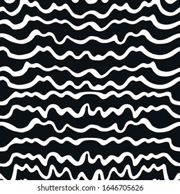 Simple seamless pattern with hand-drawn, sketchy wavy lines