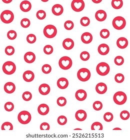 simple seamless pattern of heart shapes inside red circles