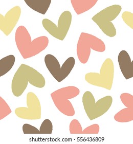 Simple seamless pattern with hearts in pastel colors.