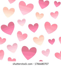 Simple seamless pattern with hearts. Vector illustration with watercolour effect.