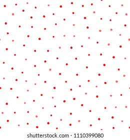 Simple seamless pattern with irregular polka dot. Endless print. Vector illustration. White and red color.