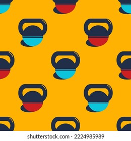 Patrón simple y sin fisuras con campanas. Equipamiento deportivo aislado en un fondo amarillo. Ilustración plana vectorial brillante