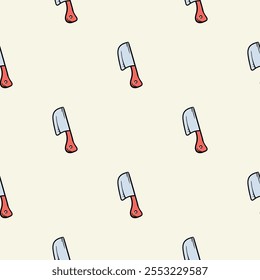 Simple seamless pattern with kitchen design, knife. Vector background for design of kitchen, cafe, restaurant, wrapping paper, print