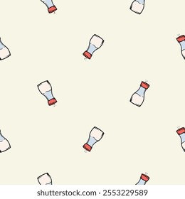 Simple seamless pattern with kitchen design, salt shaker. Vector background for design of kitchen, cafe, restaurant, wrapping paper, print