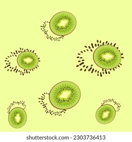 A simple, seamless pattern of kiwi halves. Vector illustration for wrapping paper, print, design, decorative fabric, textile.