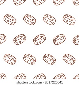 Simple seamless pattern of line art cheese colored cartoon style illustration background template vector