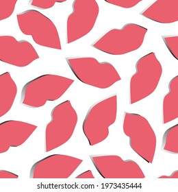 Simple seamless pattern with lip-shaped elements. Collage effect. Design for textiles and wallpaper.