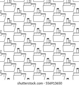 Simple seamless pattern made in line style vector.A ship used as a repeating object.