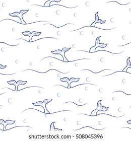 Simple seamless pattern. The marine world. Wallpaper for design. On the surface of the water.