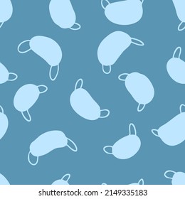 Simple seamless pattern with medical masks. Protective coronavirus background for textile, stationery, wrapping paper, covers. Doodle vector illustration for decor and design. 


