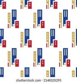 Simple seamless pattern with modern houses for textile, wallpapers, gift wrap and scrapbook. Vector.