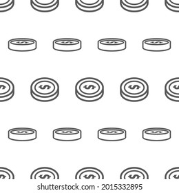 Simple seamless pattern of money coin no color style illustration background template vector