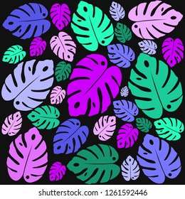 
Simple seamless pattern from monster in black backround. Exotic. Tropic. Vector