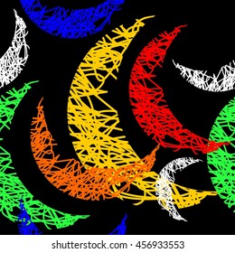 Simple seamless pattern with moon. Vector