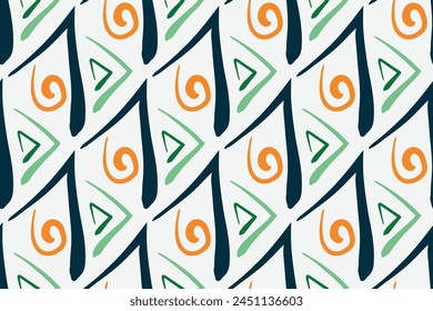 Simple seamless pattern. Multicolored lines on a white background. Ornament with imitation of embroidery. Vector illustration.